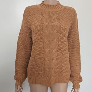 NEW 525 America Cable Knit Cotton mockneck Caramel